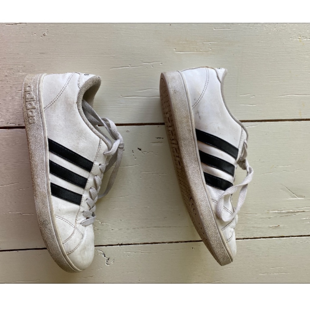 White and Black Adidas sneakers